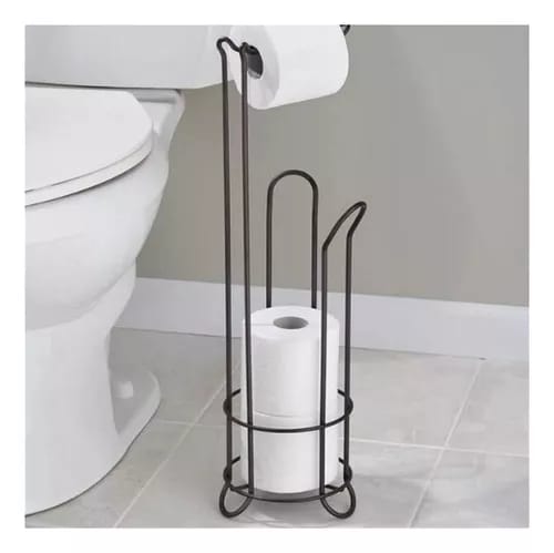 Genérico - Soporte De Papel Higiénico Confort Pedestal Organizador Baño Negro