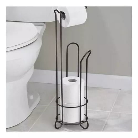 Soporte De Papel Higiénico Confort Pedestal Organizador Baño Negro