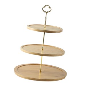Magideal - Soporte Para Tartas Multiusos Con Asas, Bandeja Para Servir Té, Bandeja De Niveles, Decoración Rústica, Soporte Redondo Para Cupcakes, Para Cumpleaños, Cocina Comercial Tres Capas