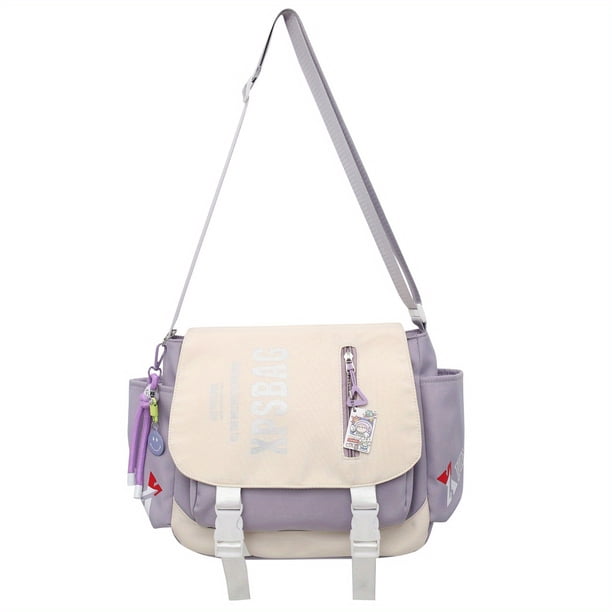 Zipper Nylon Shoulder Bag, Adjustable Buckle Flap Crossbody Bag, Large Capacity Shoulder Bag For School Work Outdoor