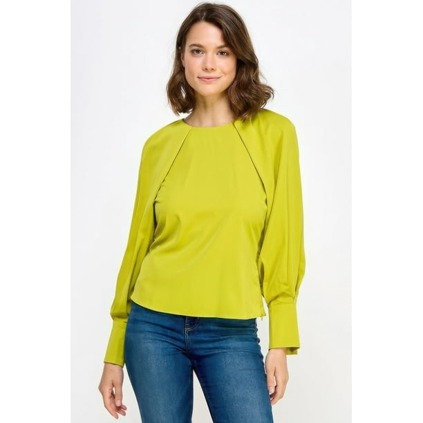 Saronite Top Casual Básico, de Manga Larga Raglán, con Cuello Redondo y Lazo en la Espalda, Color Ciruela (para Mujer)