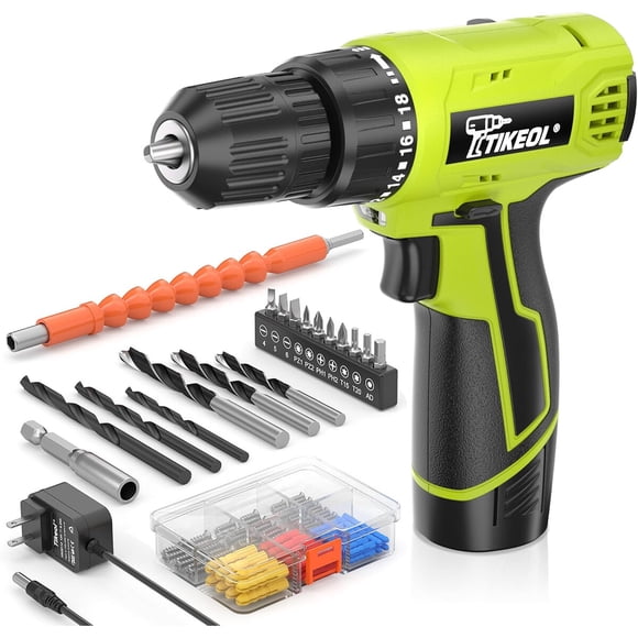 Taladro inalámbrico Tikeol 12V 10 mm 1300 mAh 180 in-lb
