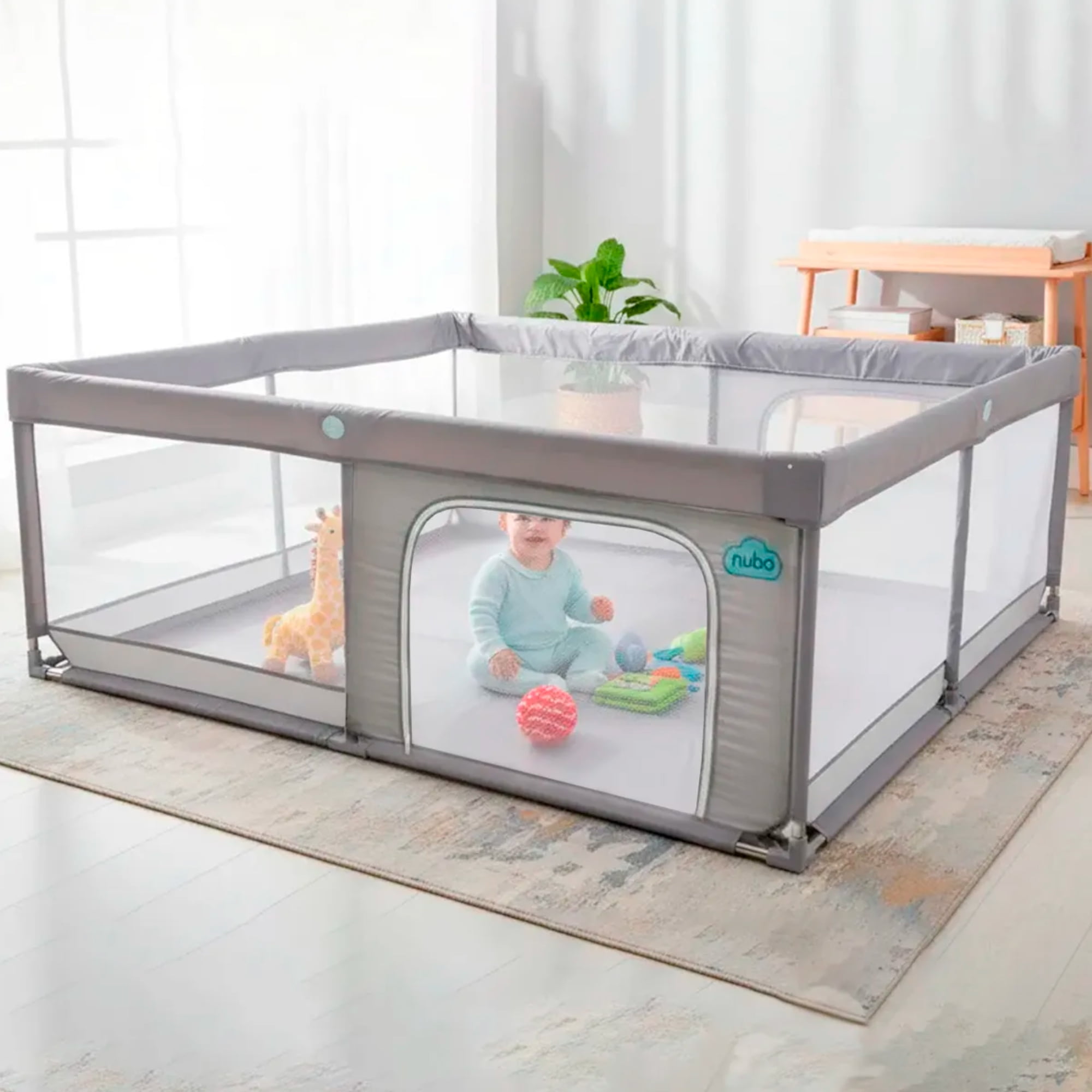 Corral Infantil Bebé Nubo Malla Y Tela + Pelotas 180x200cm