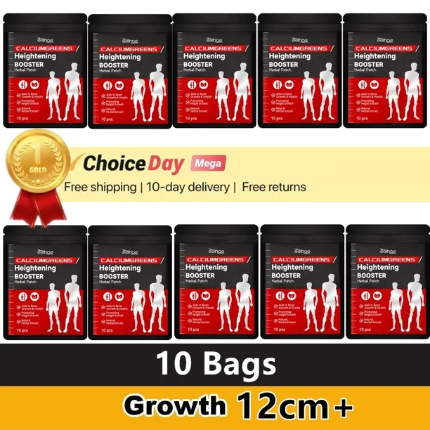 Grow Taller Foot Patch Height Growth Hormone Enhancer Plaster Bone Strength Calcium Vitamin D Supplements for Adults and Teen