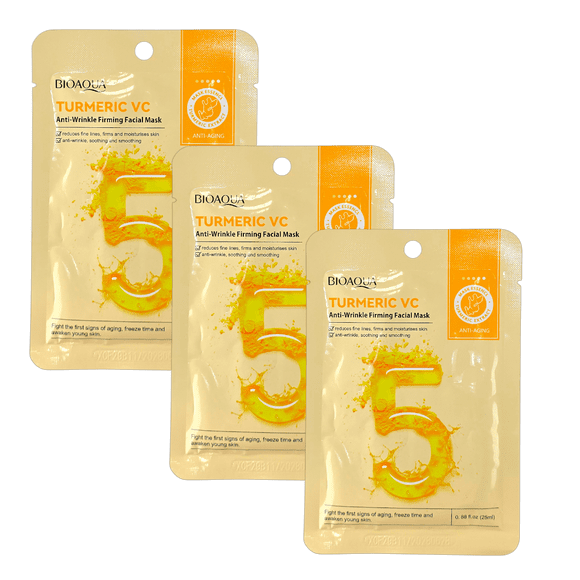 Mascarilla Facial Turmeric Vc Antiarrugas Y Reafirmante 26 Ml X3