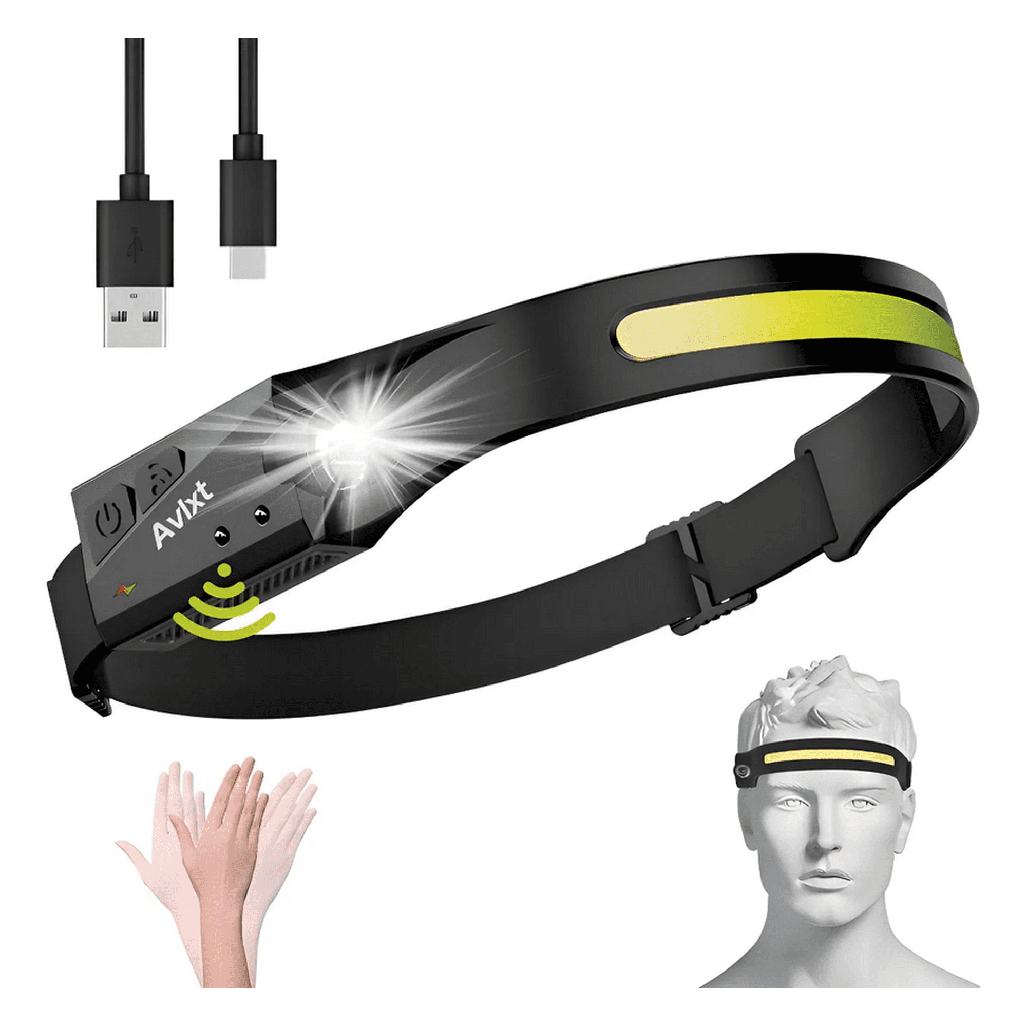 Genérico - Linterna Frontal Led Brillante Luz Camping Lampara De Cabeza Luz Blanco