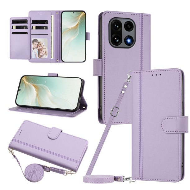 Funda Billetera de Cuero Sintético para OnePlus 15, Morado Claro