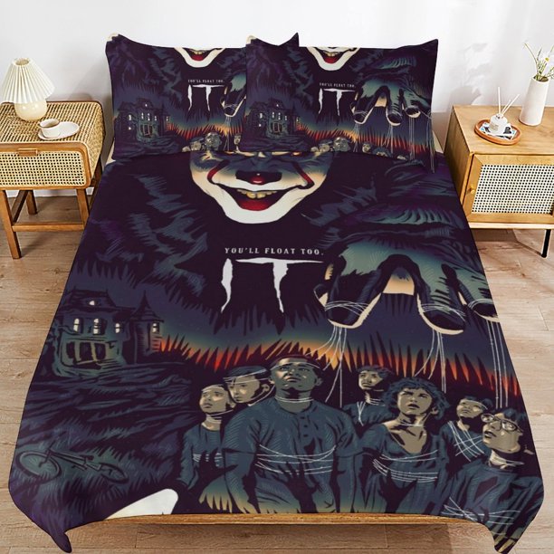 Pennywise Bedding Set Duvet Cover Comfortable and Lightweight Cartoon Bedding 3 Piece Bed Set