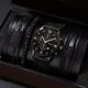 thumbnail image 1 of 3pcs/set Men's Casual Analog Watch And Classic Bracelets Set (1 Watch+2 Bracelets), 1 of 5