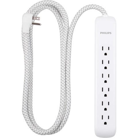 Protector Contra Sobretensiones Philips 6 Salidas 1080J 1.8M Blanco