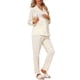 thumbnail image 4 of INSPIRE CHIC Conjunto de Pijama para Mujer 100% Algodón de Manga Larga con Botones, Ropa de Dormir y Conjunto de Descanso con Ajuste Relajado S Beige Cereza, 4 of 6
