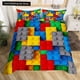 thumbnail image 1 of Colorful Toy Duvet Cover Building Block Pattern Bedding Set Fun Brick Quilt Cover Gradient Rainbow Comforter Cover Bed Sheets, 1 of 5
