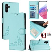 Funda Tipo Cartera Foxdock Para Samsung Galaxy A13 5G Con Soporte, Ranuras, Rfid, Diseño De Gato