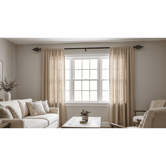 Barra De Cortina Extensible Negra 120-210cm Kit Con Soporte  Color Negro