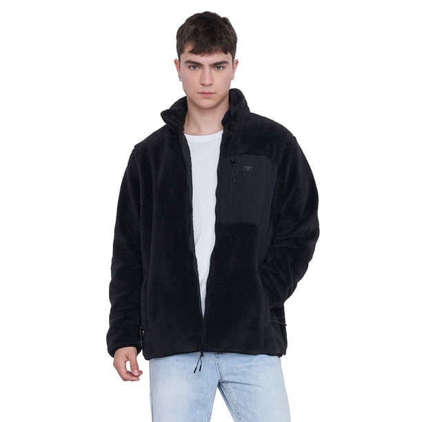 Polerón Hombre Coral Print Full Zipper Negro Corona
