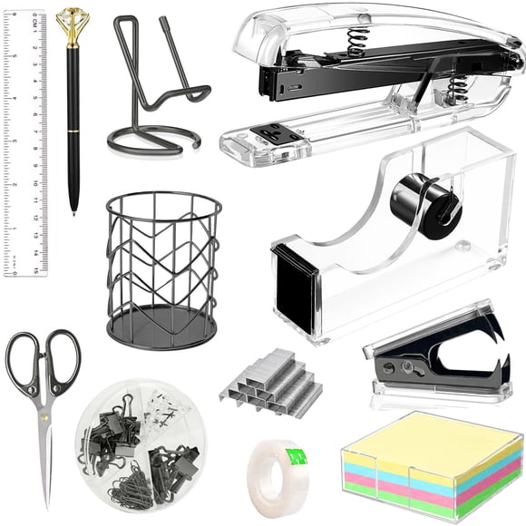 Set de accesorios de escritorio para oficina Famassi de acrílico, 12 piezas