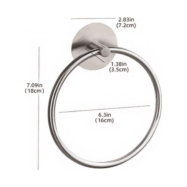 1pc, Round Punch-free Stainless Steel Towel Ring, Black Bathroom Toilet Towel Hanger, Hanging Ring