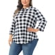 thumbnail image 4 of Agnes Orinda Blusas de Mujer Talla Grande Manga 3/4 con Cremallera Estampado Floral Cuello en V Casual Pullover Tops 3X Blanco, 4 of 6