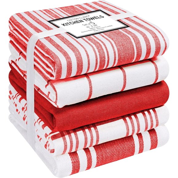 Paquete de 5 toallas de cocina de algodón Clinic 41 × 71 cm rojo