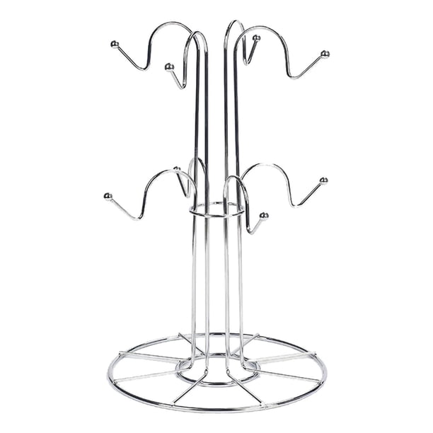 Estante de secado de tazas con 8 ganchos, escurridor, soporte para taza de té, soporte moderno, organizador de tazas de árbol, decoración de barra de