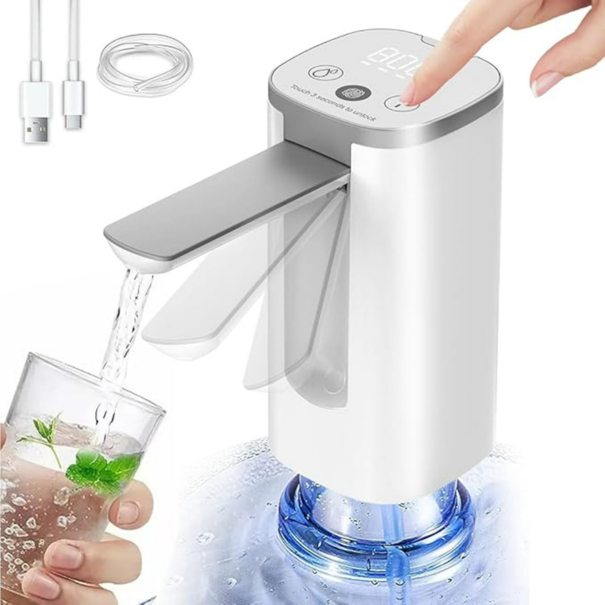 Veatool - Dispensador De Agua Eléctrico, Despachador De Agua Automático Led, Bomba De Agua Garrafon Plegable Portátil,pantalla Táctil Inteligente, 3 Niveles De Salida De Agua