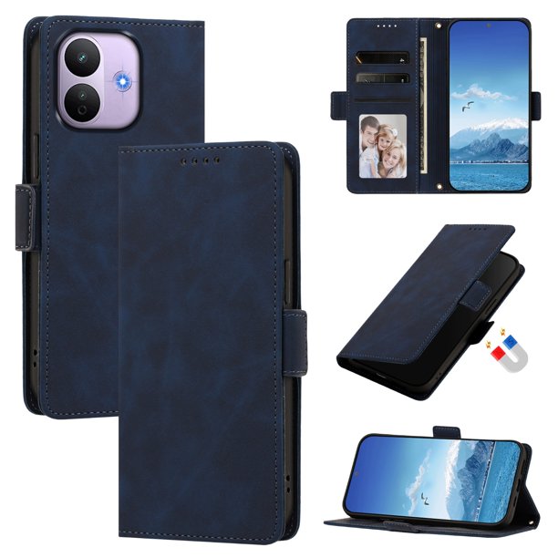 Funda Billetera Delgada para Xiaomi Redmi Note 17 Pro 5G con Ranuras y Soporte Azul oscuro