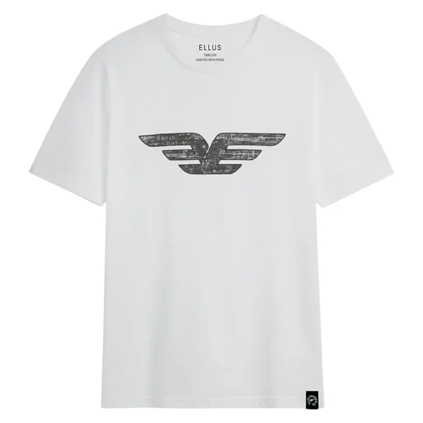 Polera Hombre Manga Corta Silicon Wash Alas Embossed Blanco Ellus