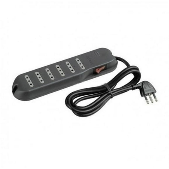 Alargador 3mts / 6 Tomas, Negro + Luz Indicadora