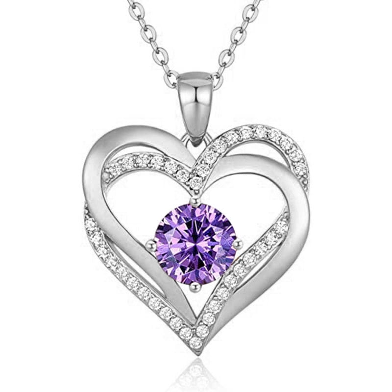 Collar Heshpaws Love Pendant Con Birthstone Zirconia Y Caja De Regalo