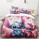 thumbnail image 1 of 3pc Duvet Cover Stitch and Lilo Love Rose Ice Cream Pattern Soft and Comfortable Single Double Bed Size Children Adult Gift, 1 of 5