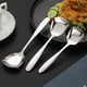 thumbnail image 3 of Cucharas cuadradas de acero inoxidable, cucharas de arroz, cucharas de sopa, pulido espejo, juego de cubiertos de 3 (plata), 3 of 5