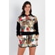 thumbnail image 1 of Conjunto De Top Con Capucha Y Shorts Con Estampado Animal Efecto Satén Negro Y Marfil, 1 of 5
