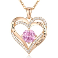 Heshpaws - Collar Colgante De Amor De Amor Con Piedra De Nacimiento Zirconia, Regalo De Joyería De Las Mujeres Para La Navidad, Cumpleaños, Aniversario