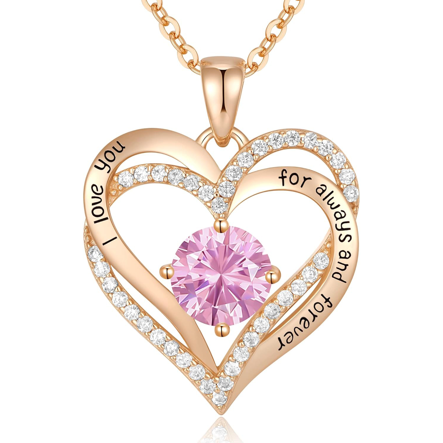 Heshpaws - Collar Colgante De Amor De Amor Con Piedra De Nacimiento Zirconia, Regalo De Joyería De Las Mujeres Para La Navidad, Cumpleaños, Aniversario