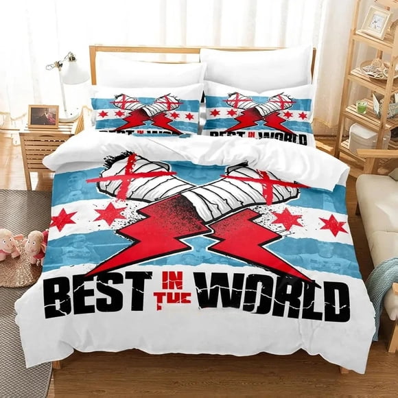 CM Punk Aew The Best In The World Bedding Set Duvet Cover Bed Set Quilt Cover Pillowcase Comforter Size Boys Adult Bed Sheets