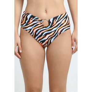 Samia - Bikini Calzón Alto Argolla Estampado Naranja Xl