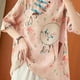 thumbnail image 1 of Vintage Chinese Flower Print Top: Women's Flared Hem Floral Print Half Sleeve Clothing, 1 of 4