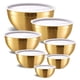thumbnail image 1 of Juego de 7 tazones para mezclar Moxinox Gold de acero inoxidable con tapas, 1 of 8