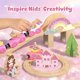 thumbnail image 3 of Hot Bee Pink Wooden Train Set, Girls Birthday Gift Unicorn T, 3 of 3