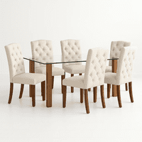 Klik Muebles - Comedor Mesa De Vidrio Quadra 120X80 + 6 Silla De Acolchada Madera Elegance