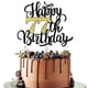 thumbnail image 1 of Decoración para tartas Leetaivie Happy 77th Birthday con purpurina negra y dorada, 1 of 6