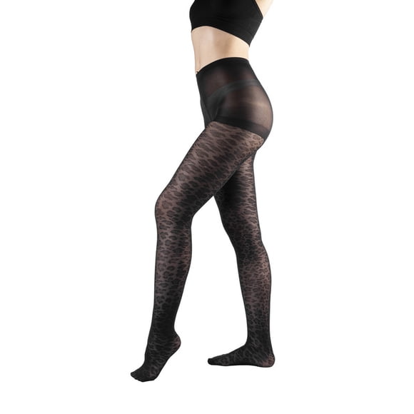 Panty negra 70 denier diseño 9 animal print L-XL negro