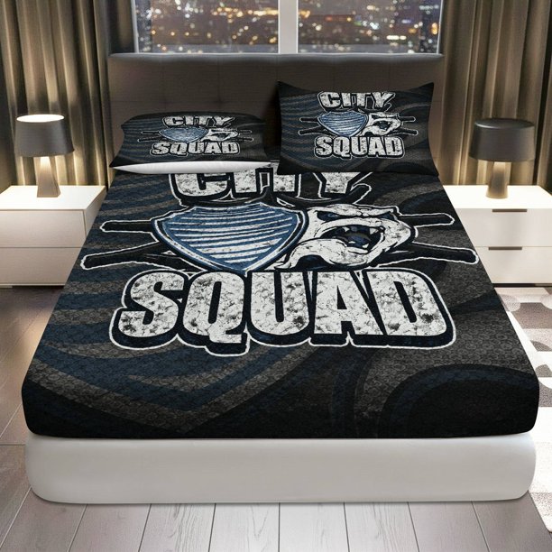 City Squad Urban Style Graphic Fitted Sheet Three Piece Set Urban Living Theme, Modern Graphic Bedding, Mattress Protector Soft, Breathable