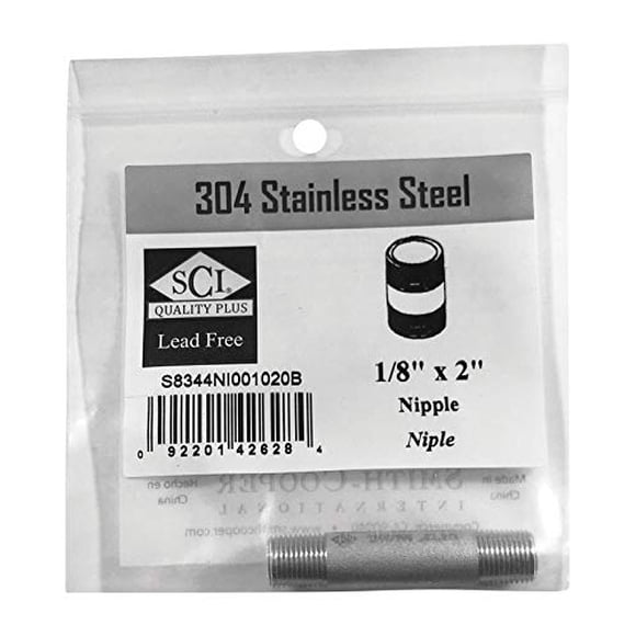 Smith Cooper Niple de Acero Inoxidable 1/8" x 5 cm