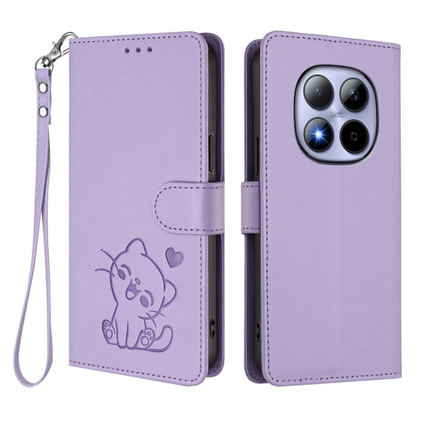 Funda Volteable tipo Billetera con Correa para Xiaomi POCO M8 Pro 5G, Lila Claro