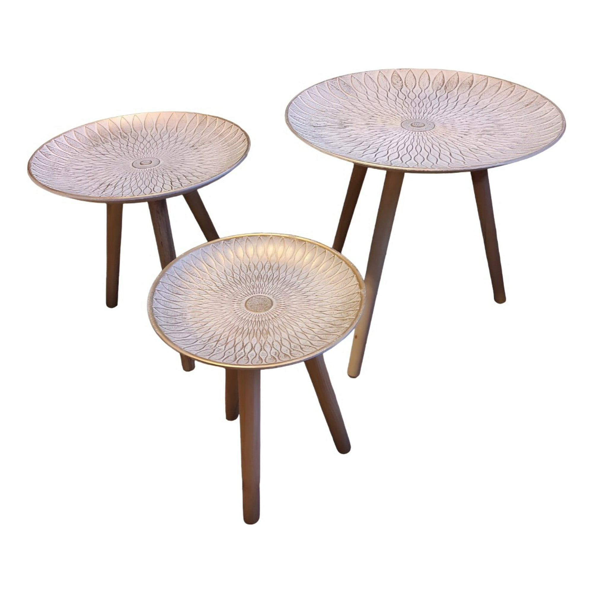 Genérico - Set 3 Mesas Centro Nórdica Mandala Decorativa Redonda Jhn