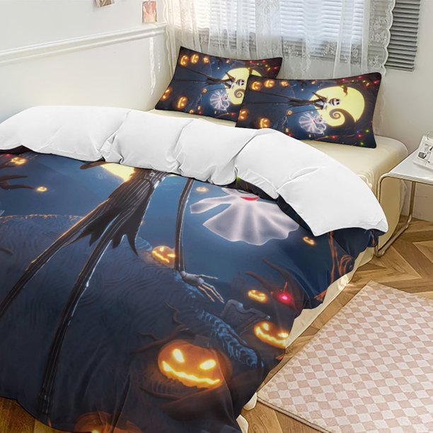 Light Pumpkin The Nightmare Before Christmas Comforter Set Soft 3 Pcs Twin Bedding Sets Thicken for All Season