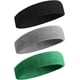 thumbnail image 1 of Paquete de 3 bandas deportivas para el sudor para hombres y mujeres. Banda de algodón absorbente de humedad para tenis, baloncesto, correr, gimnasio y hacer ejercicio., 1 of 7