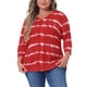 thumbnail image 1 of Agnes Orinda Blusas Casuales de Talla Grande para Mujer, Tops de Colegio con Rayas de Tie Dye, Cuello en V, Mangas 3/4, Túnica, 1X Rojo, 1 of 8