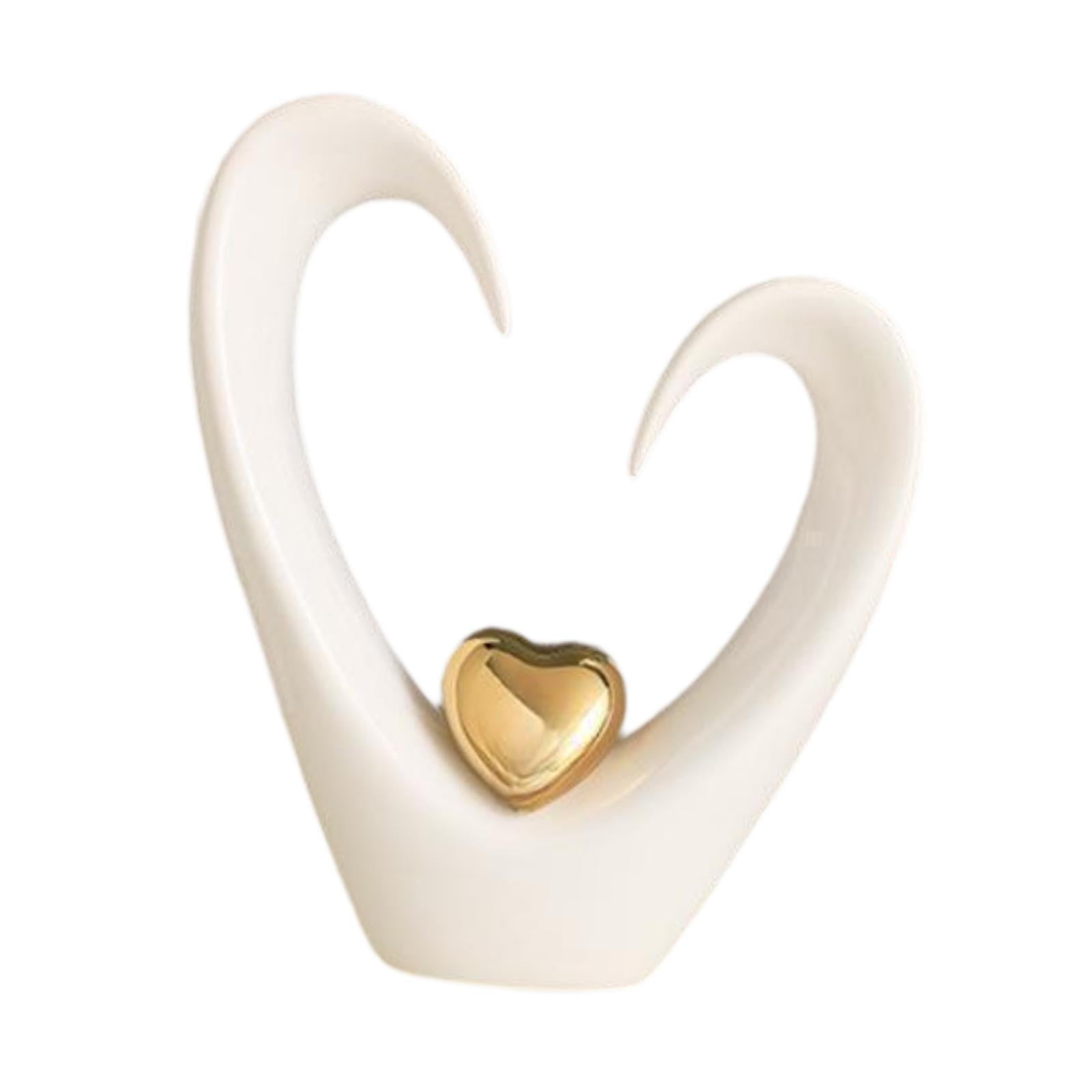 Bothyi - Colección De Esculturas De Corazón, Adorno De Escritorio Para Estantería, Centro De Mesa De Oficina, Alto, Blanco